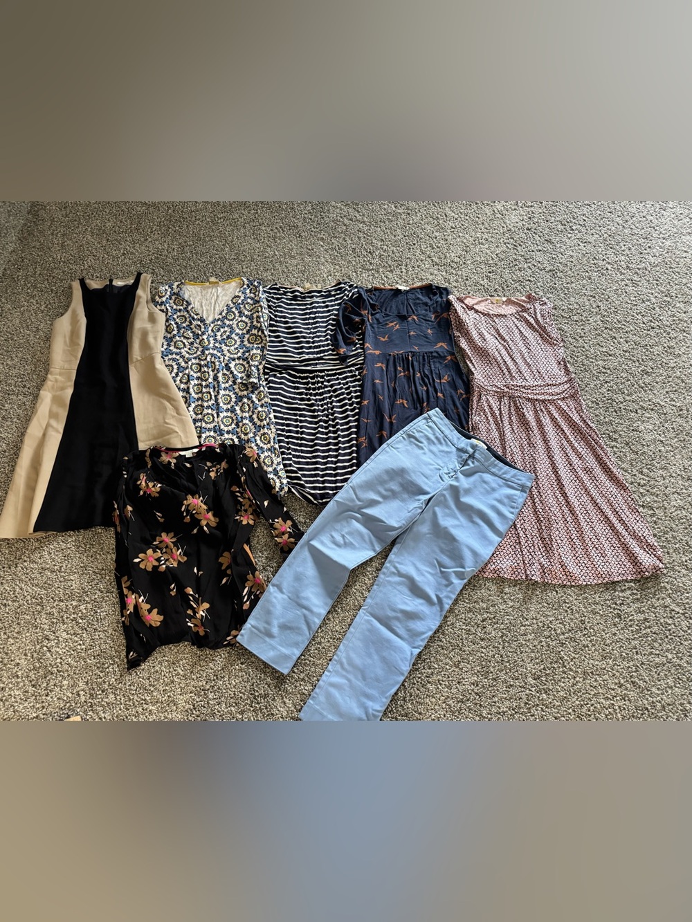 Boden Clothing Lot US 6 Floral Striped Dresses Tops Light Blue Pants
